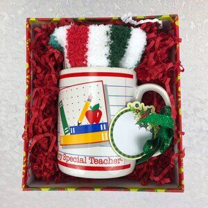 Papel “Very Special Teacher” Mug & Celebrate It Cozy Socks Gift Box Set NWT